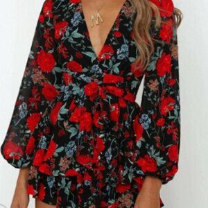 Women Boho Floral Playsuit Jumpsuit Romper Sixe: XL